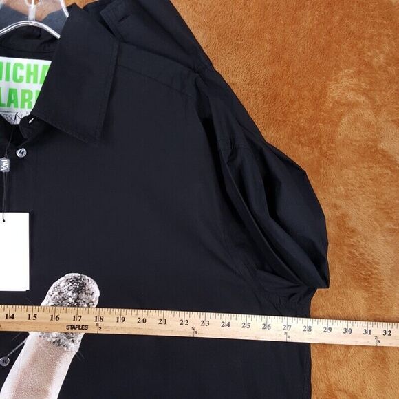 JW ANDERSON X MICHAEL CLARK Shirt Mens Medium Black Button Oversized Peace $690 - Picture 7 of 9